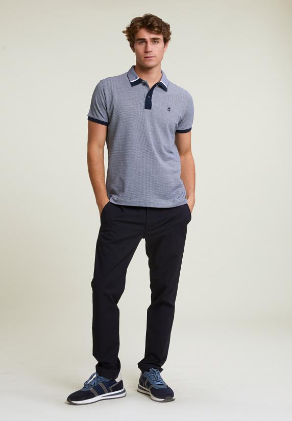 River Woods Custom Fit Jacquard Polo Navy/écru