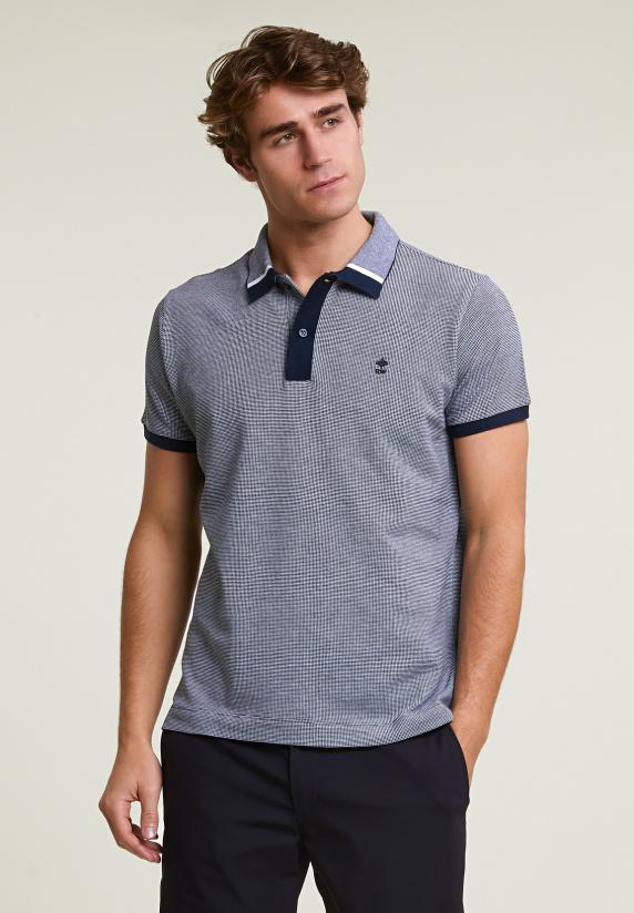 river woods Custom fit jacquard polo navy/écru