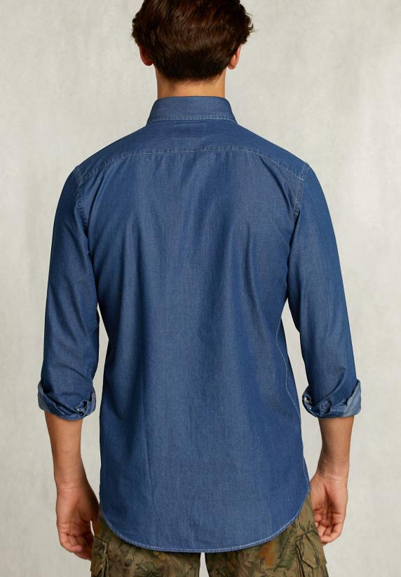 River Woods Custom Fit Jeanshemd Dk Bleach