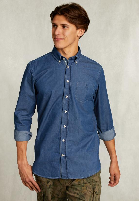 river woods Custom fit jeanshemd dk bleach