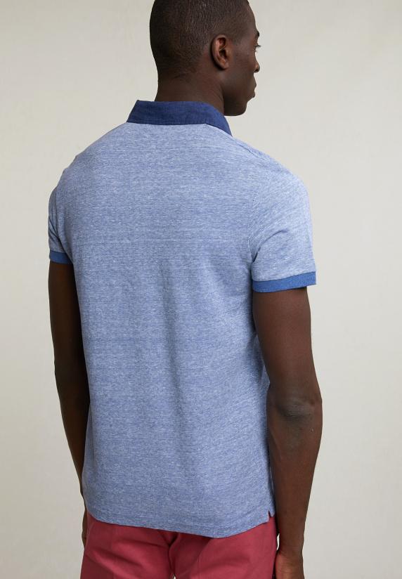 River Woods Custom Fit Katoen-linnen Polo Lake Mix