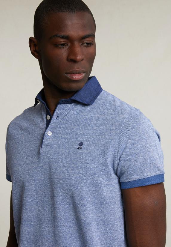 River Woods Custom Fit Katoen-linnen Polo Lake Mix