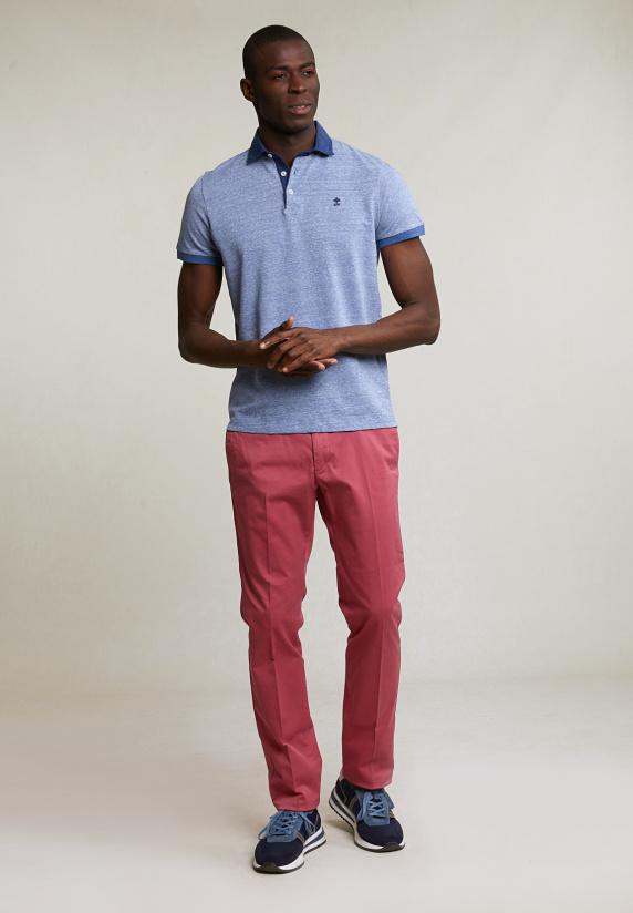 River Woods Custom Fit Katoen-linnen Polo Lake Mix