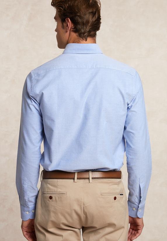 River Woods Custom Fit Katoenen Effen Hemd Blauw