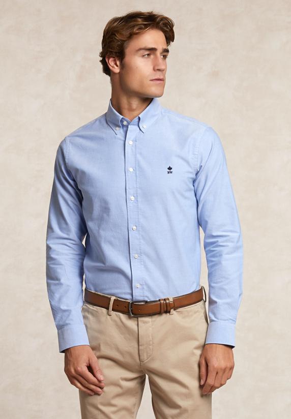 river woods Custom fit katoenen effen hemd blauw