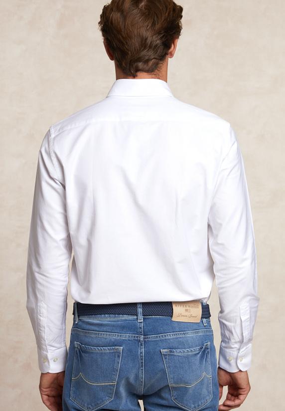 River Woods Custom Fit Katoenen Effen Hemd Wit