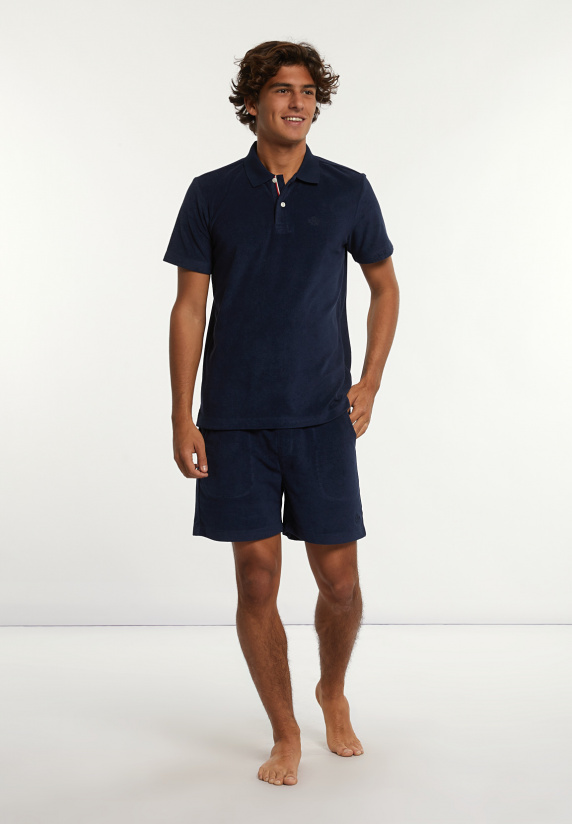 River Woods Custom Fit Katoenen éponge Polo Navy