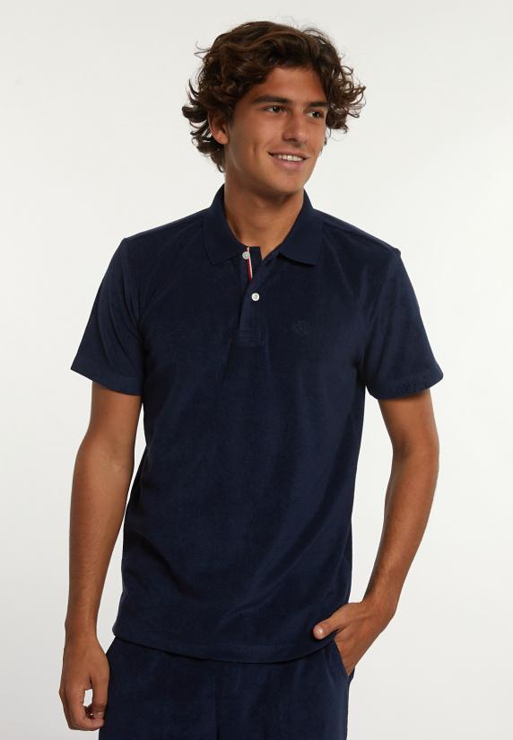 river woods Custom fit katoenen éponge polo navy