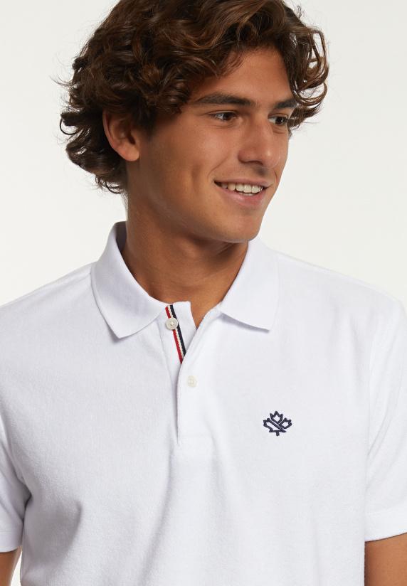 River Woods Custom Fit Katoenen éponge Polo Wit