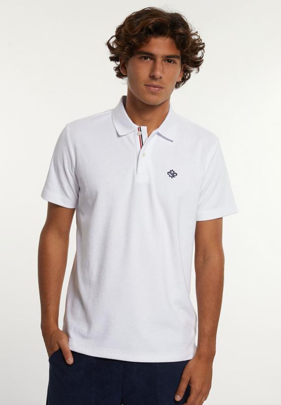 river woods Custom fit katoenen éponge polo wit
