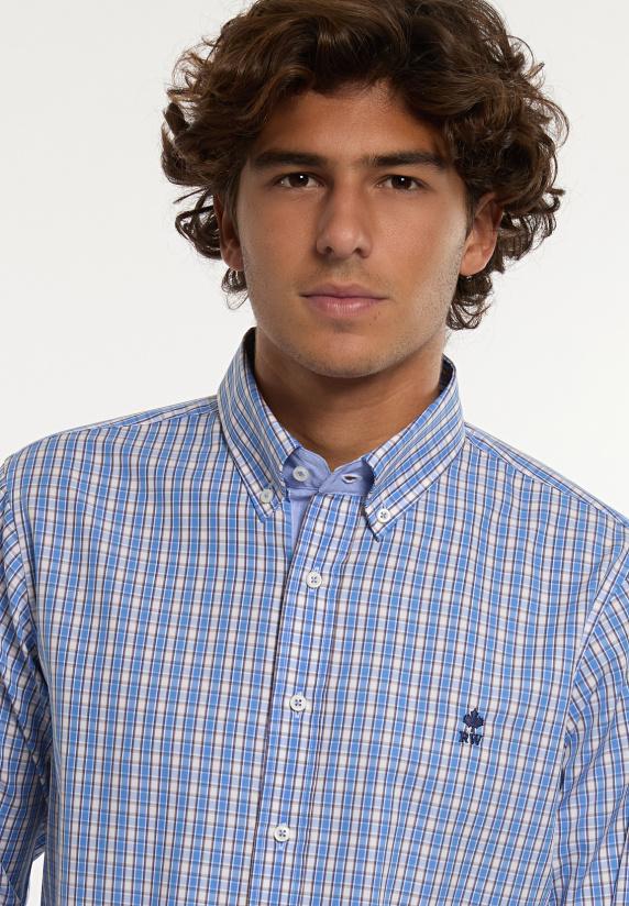 River Woods Custom Fit Katoenen Geruit Hemd Multi