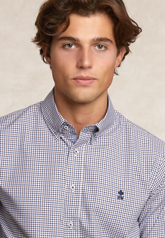 River Woods Custom Fit Katoenen Geruit Hemd Multi