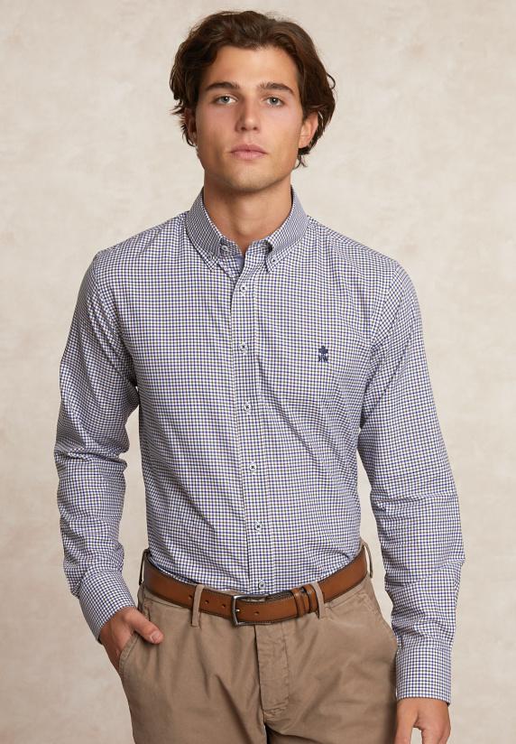 River Woods Custom Fit Katoenen Geruit Hemd Multi