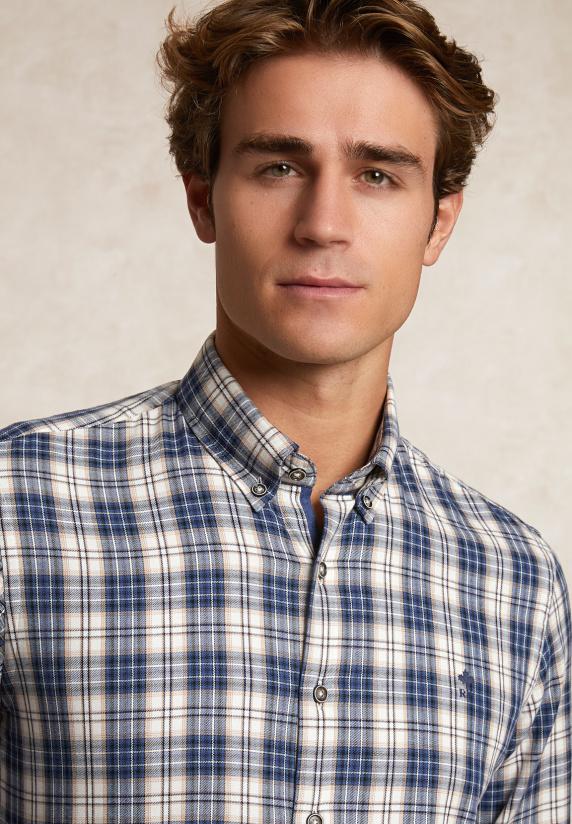 River Woods Custom Fit Katoenen Geruit Hemd Multi