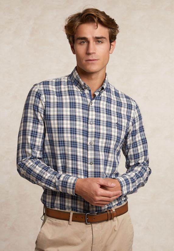 river woods Custom fit katoenen geruit hemd multi