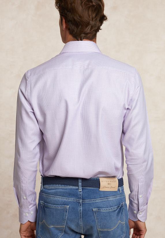 River Woods Custom Fit Katoenen Gestipt Hemd Rood