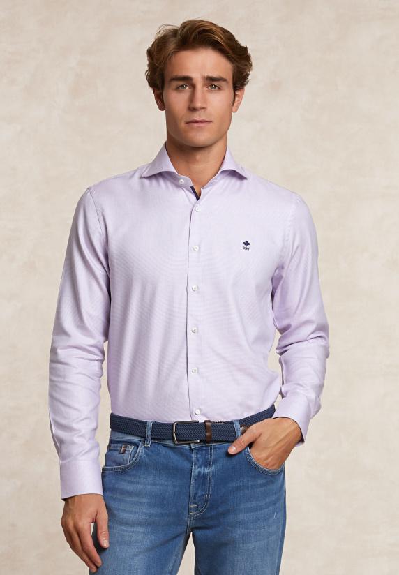 river woods Custom fit katoenen gestipt hemd rood