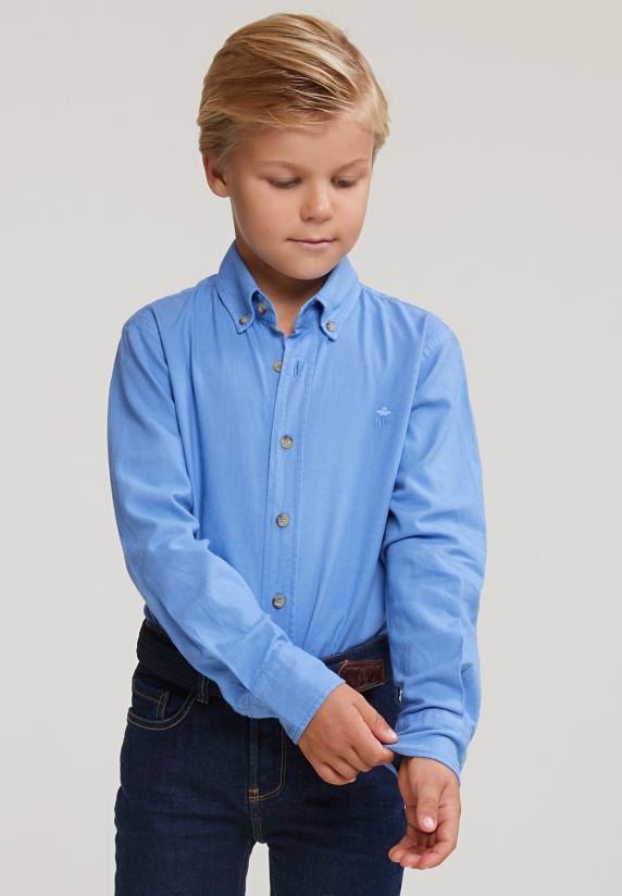 river woods Custom fit katoenen hemd creek blue