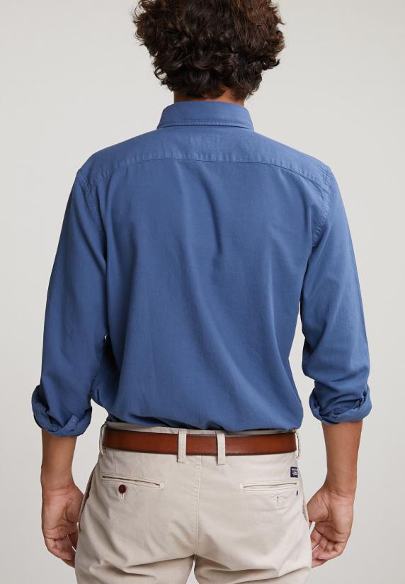 River Woods Custom Fit Katoenen Hemd Engine Blue