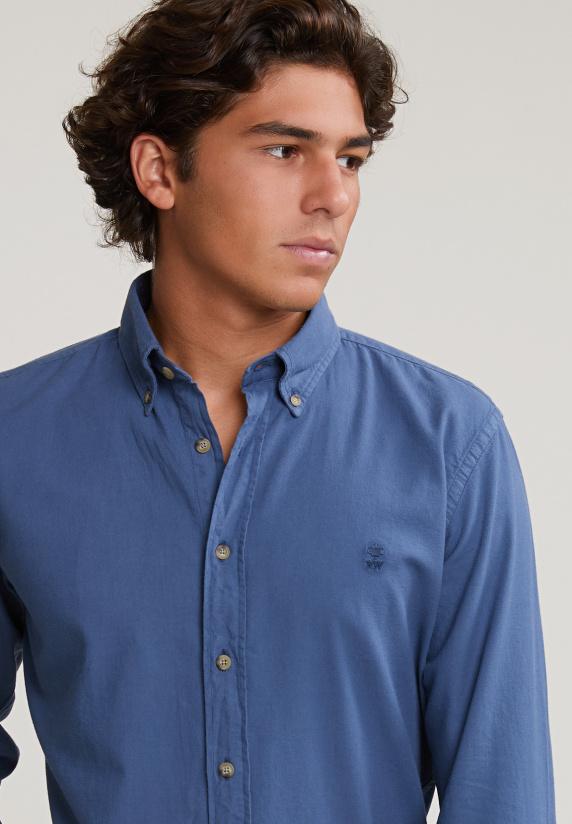 River Woods Custom Fit Katoenen Hemd Engine Blue