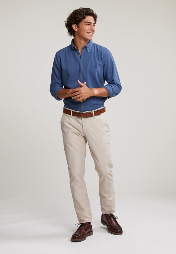 River Woods Custom Fit Katoenen Hemd Engine Blue