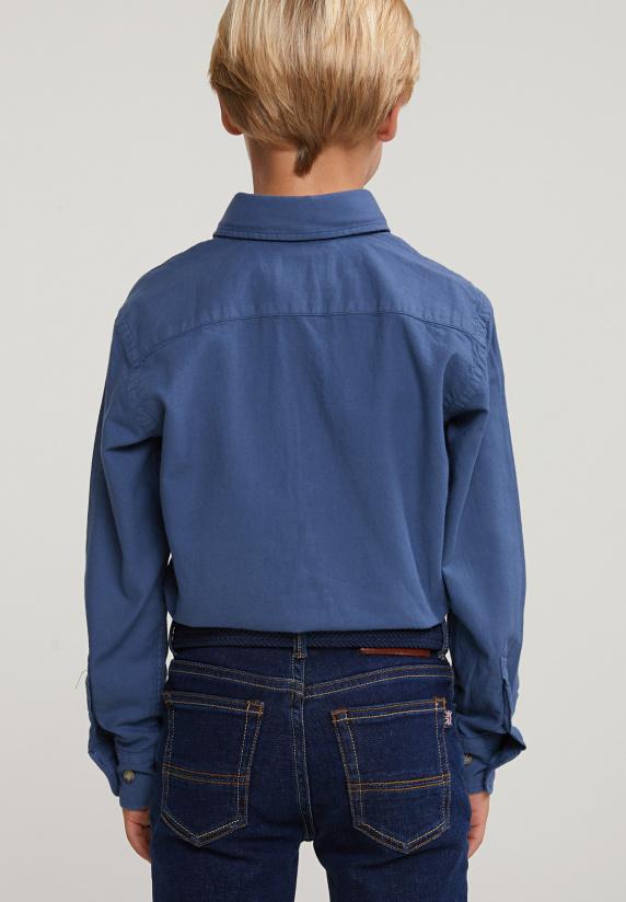 River Woods Custom Fit Katoenen Hemd Engine Blue