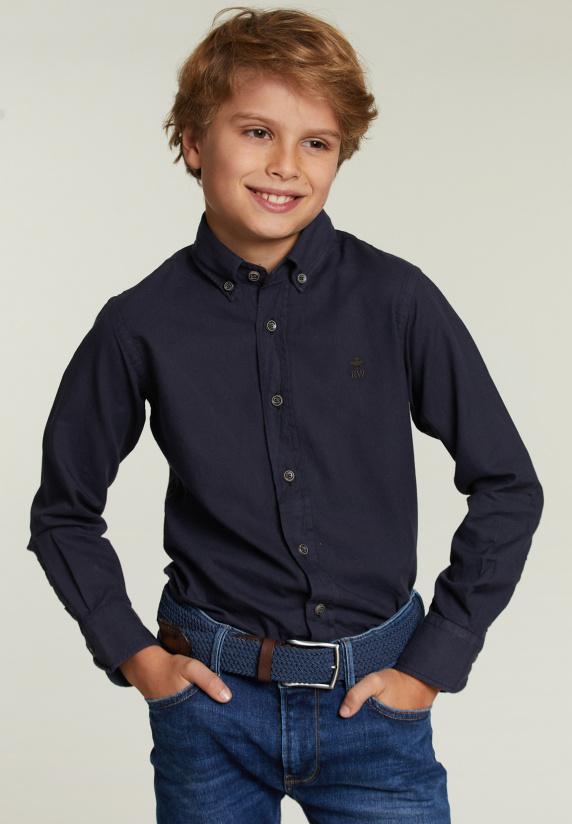 river woods Custom fit katoenen hemd navy