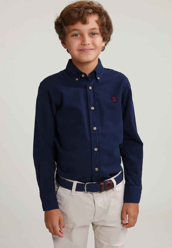 river woods Custom fit katoenen hemd navy