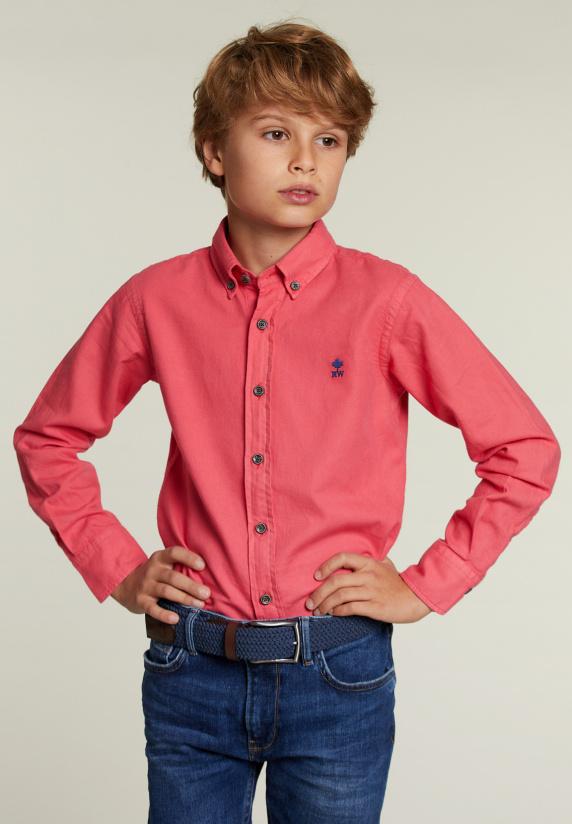 river woods Custom fit katoenen hemd rose