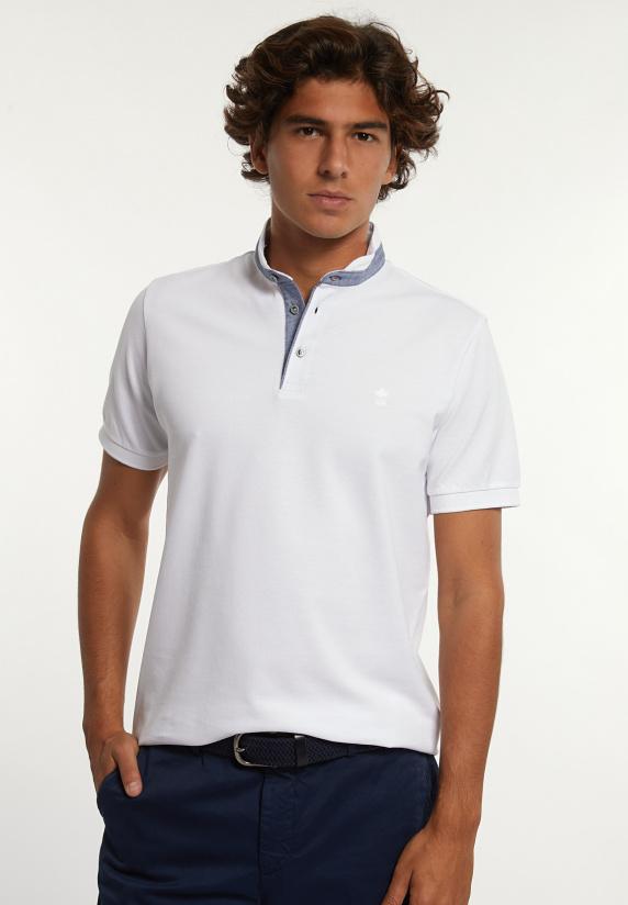river woods Custom fit katoenen piqué polo wit