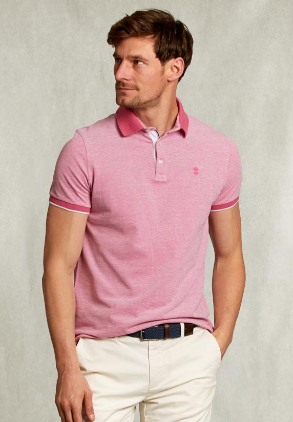 river woods Custom fit katoenen polo amaranth