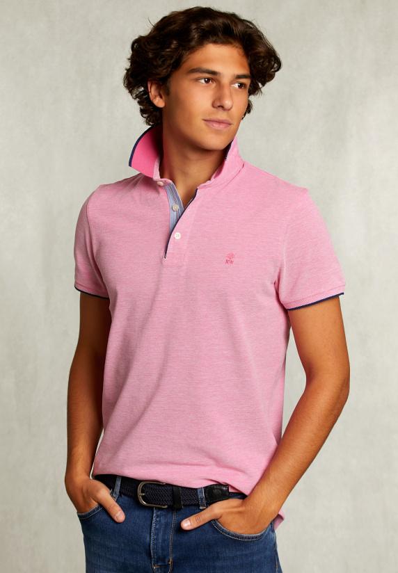 river woods Custom fit katoenen polo amaranth