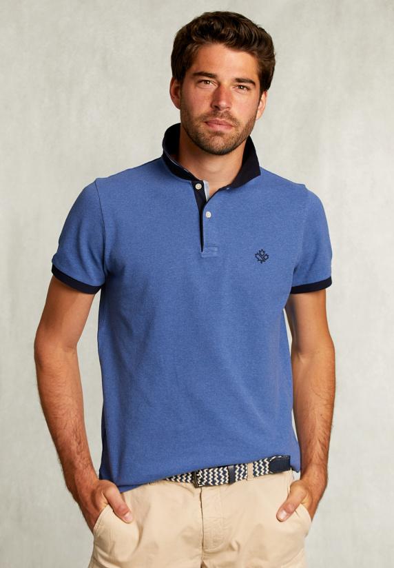 river woods Custom fit katoenen polo anon blue mix