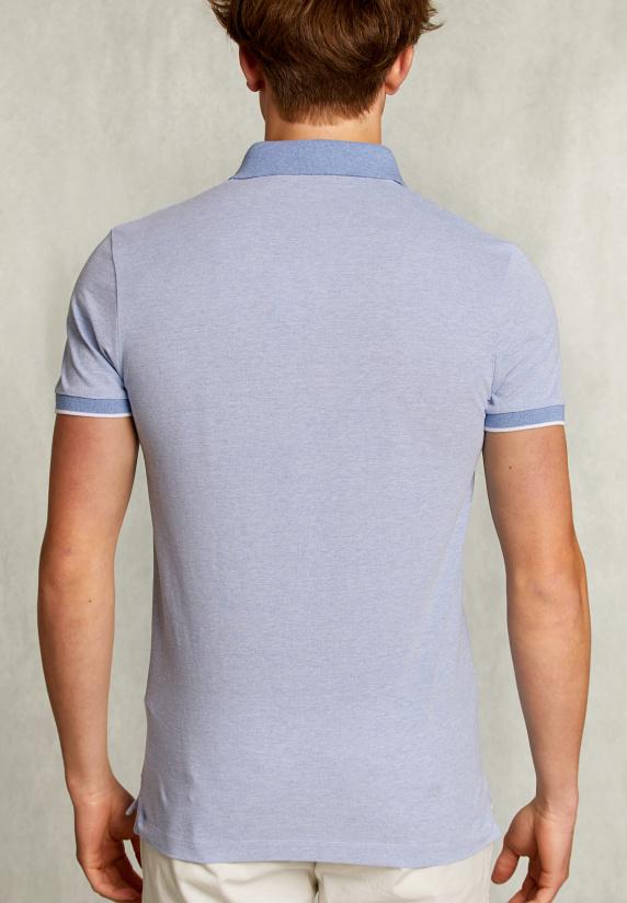 River Woods Custom Fit Katoenen Polo Blue Gin Mix