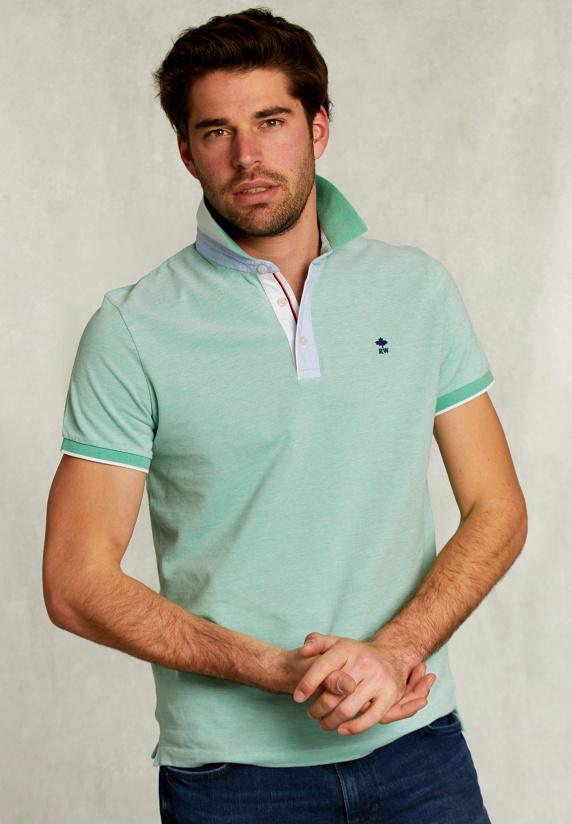 river woods Custom fit katoenen polo citrus mix