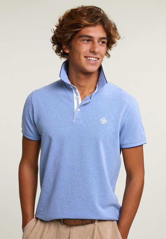 river woods Custom fit katoenen polo dark sky mix