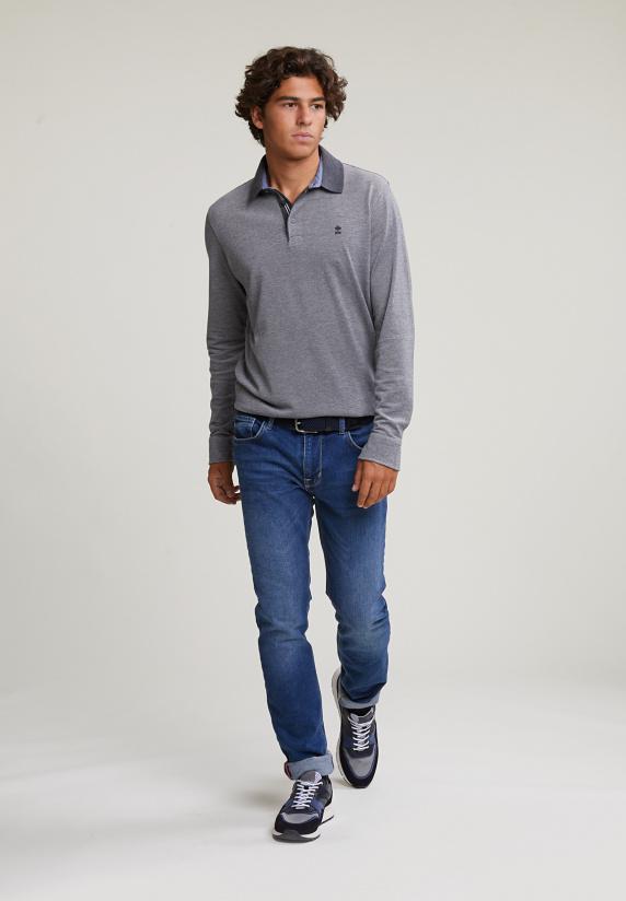 River Woods Custom Fit Katoenen Polo Graphite Mix