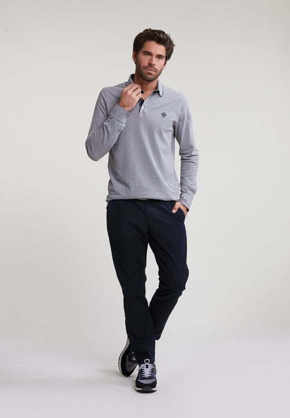 River Woods Custom Fit Katoenen Polo Inox Mix