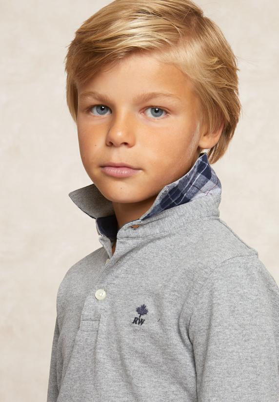 River Woods Custom Fit Katoenen Polo Mid Grey Mix