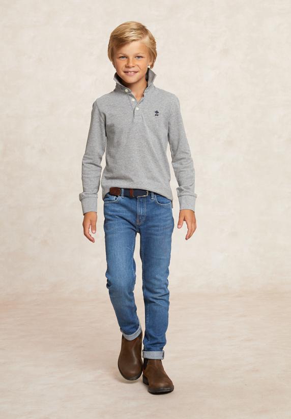 River Woods Custom Fit Katoenen Polo Mid Grey Mix