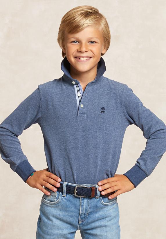 river woods Custom fit katoenen polo moonlight mix