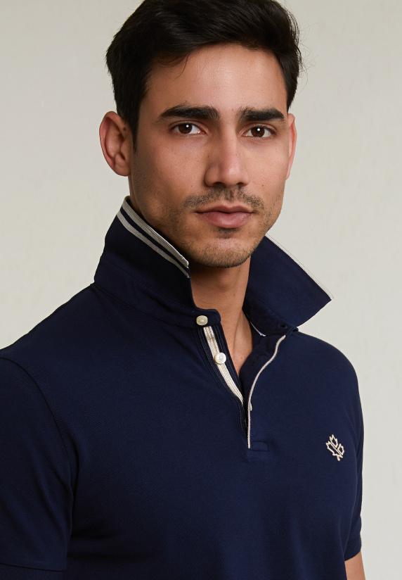 River Woods Custom Fit Katoenen Polo Navy
