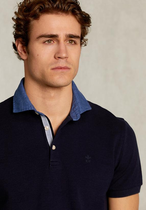 River Woods Custom Fit Katoenen Polo Navy