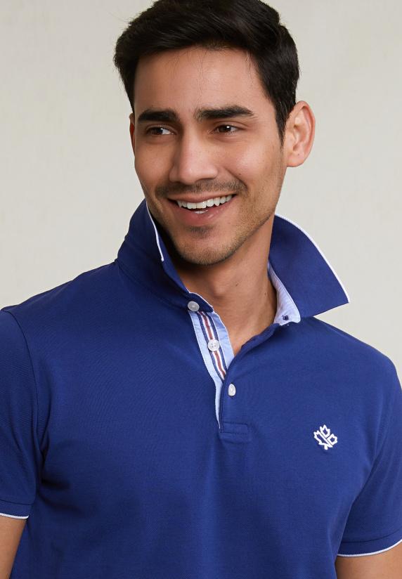 River Woods Custom Fit Katoenen Polo Royal Blue