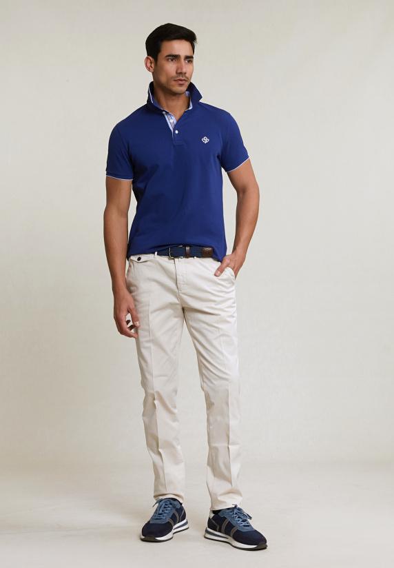 River Woods Custom Fit Katoenen Polo Royal Blue