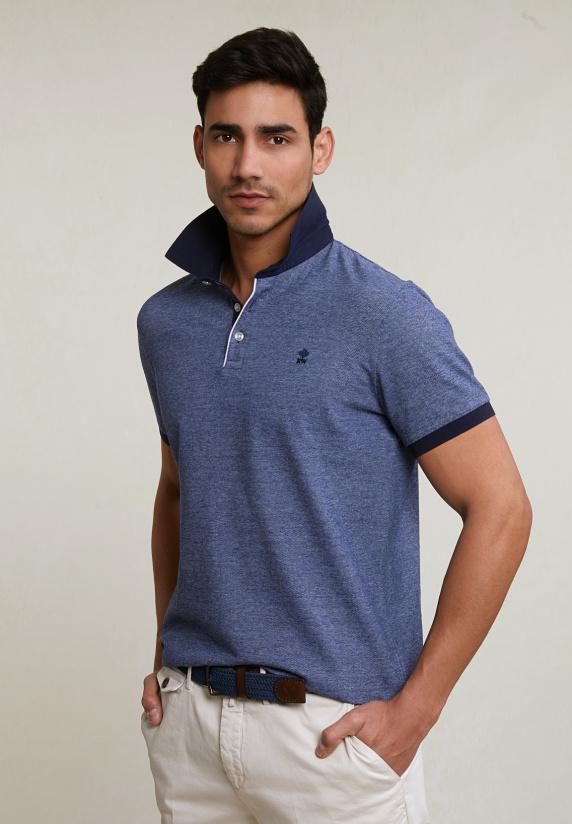 river woods Custom fit katoenen polo royal blue