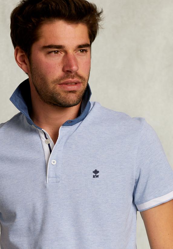 River Woods Custom Fit Katoenen Polo Seawater Mix