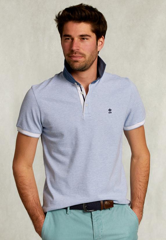 River Woods Custom Fit Katoenen Polo Seawater Mix