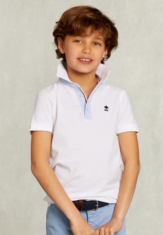 river woods Custom fit katoenen polo wit