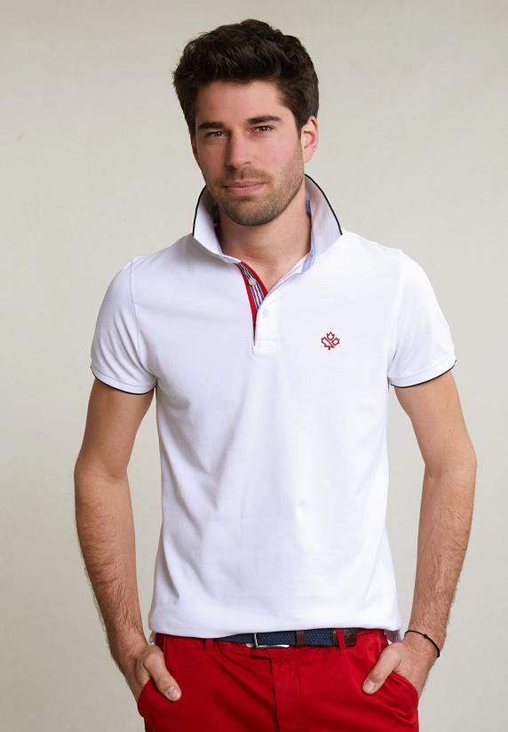 river woods Custom fit katoenen polo wit